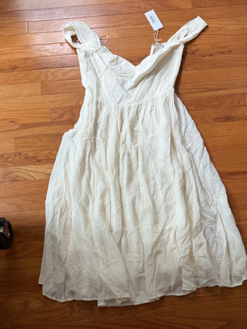 Reformation Cream Midi V-Neck Sleeveless Dress